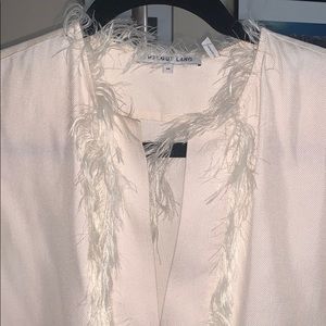 HELMUT LANG WHITE TOP OSTRICH FEATHER INSPIRED